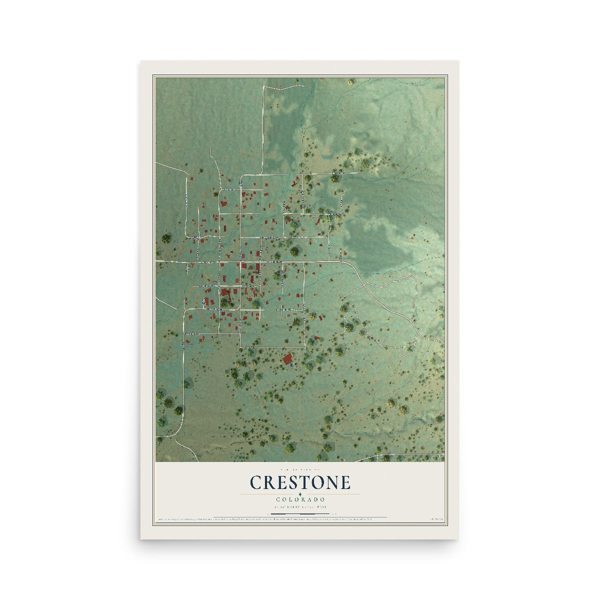 Map of Crestone, Colorado, 12 x 18 inch unframed archival matte print