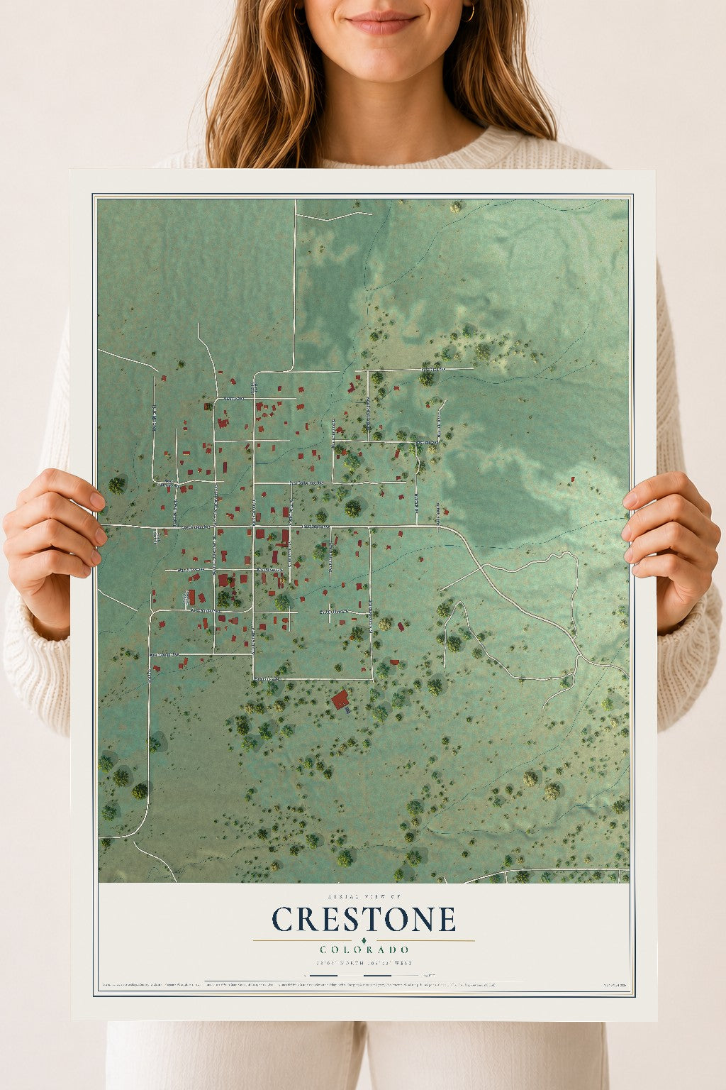 Map of Crestone, Colorado, 18 x 24 inch unframed archival matte print