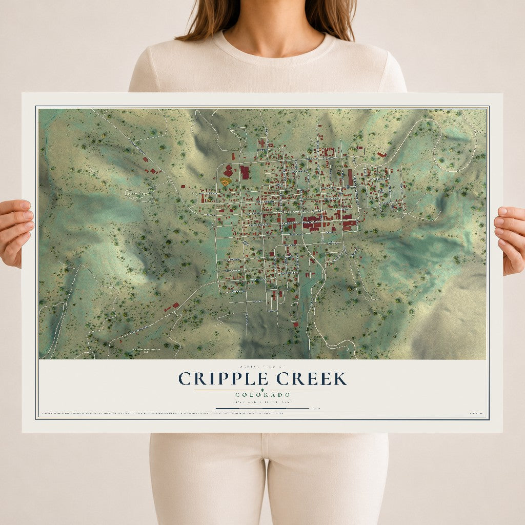 Map of Cripple Creek, Colorado, 18 x 24 inch unframed archival matte print