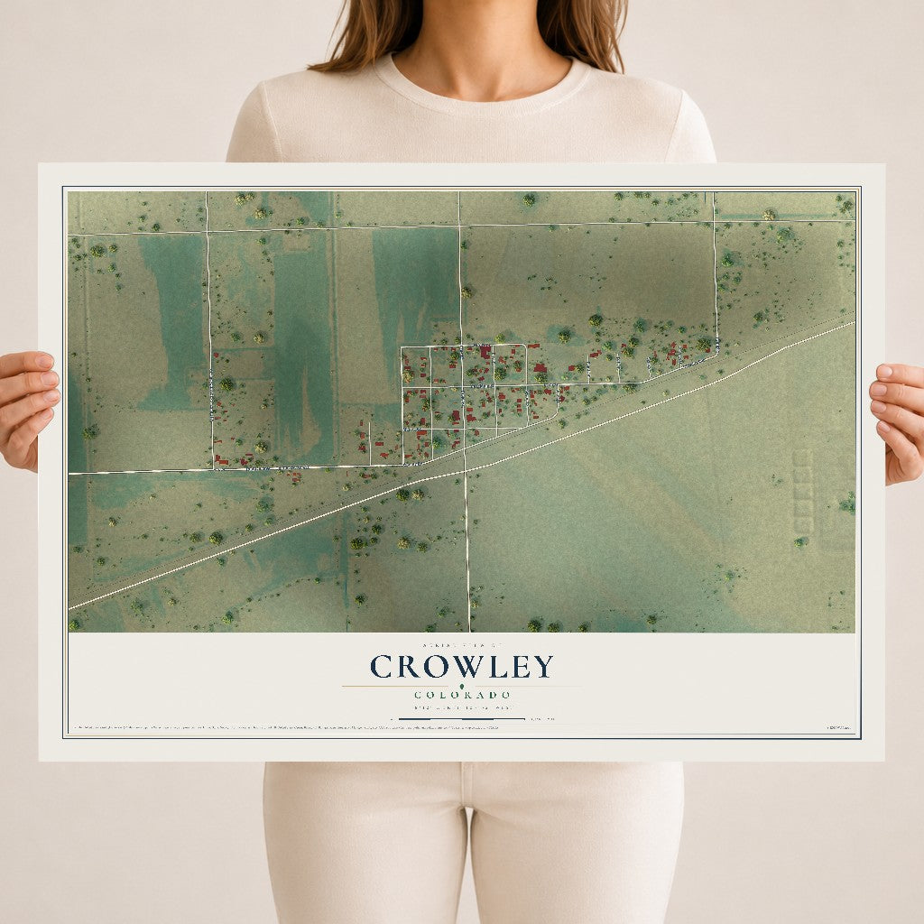 Map of Crowley, Colorado, 18 x 24 inch unframed archival matte print