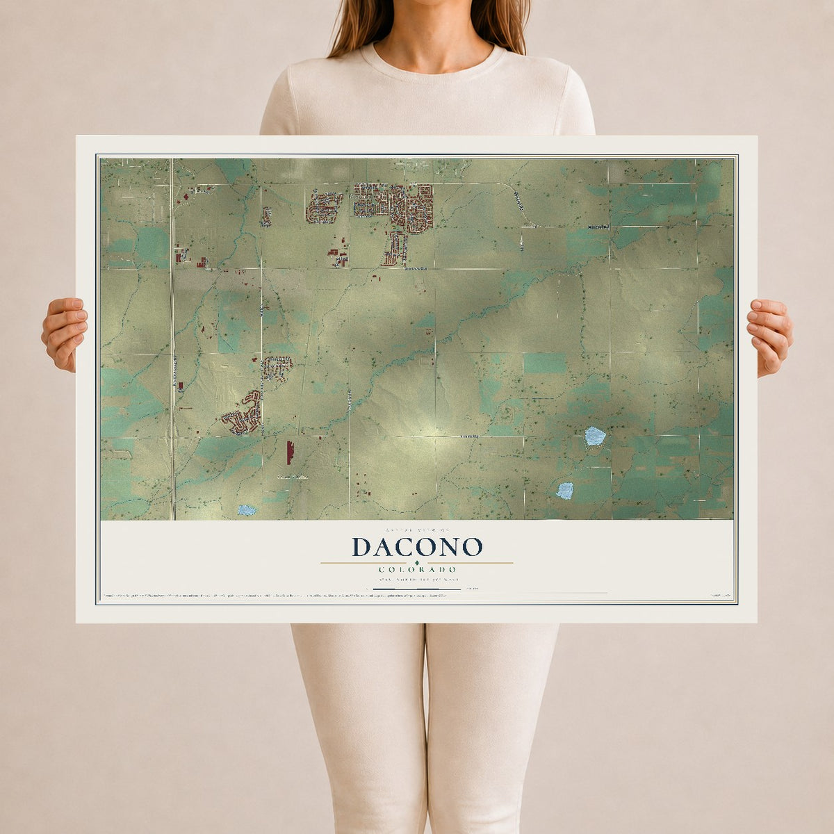 Map of Dacono, Colorado, 24 x 36 inch unframed archival matte print