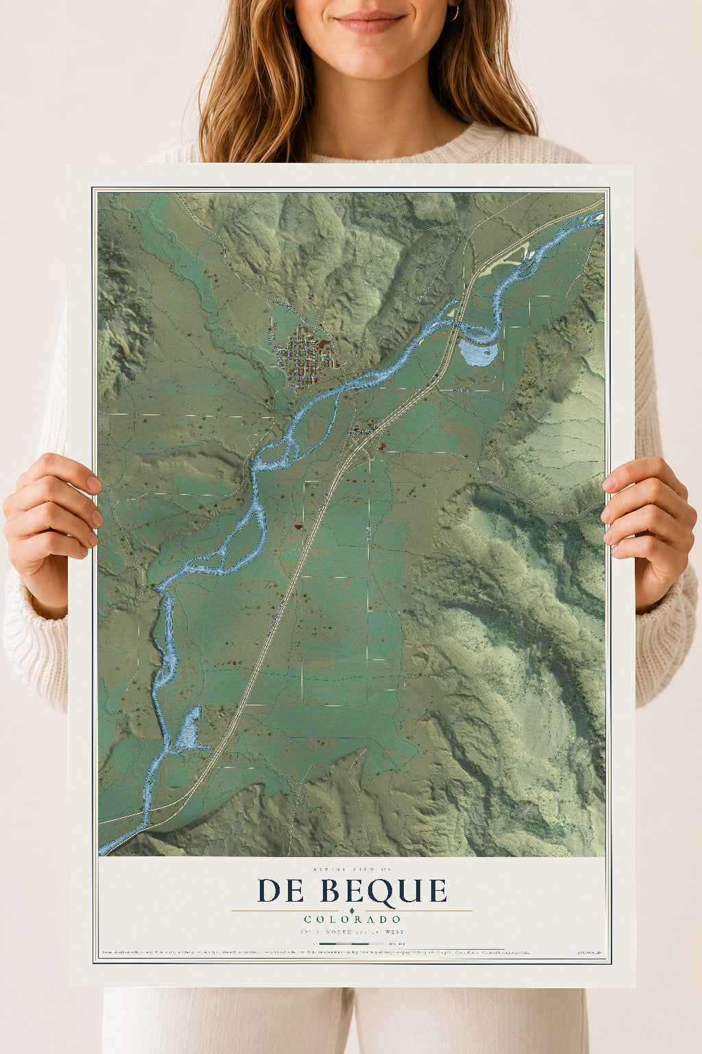Map of De Beque, Colorado, 18 x 24 inch unframed archival matte print