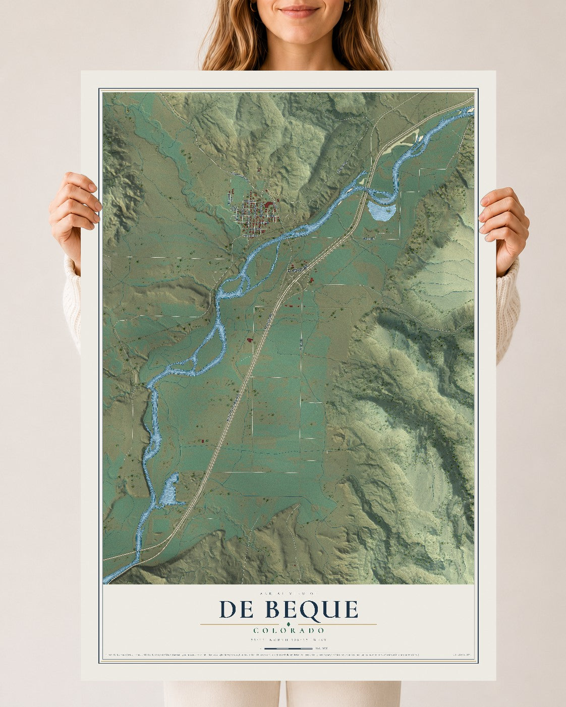 Map of De Beque, Colorado, 24 x 36 inch unframed archival matte print