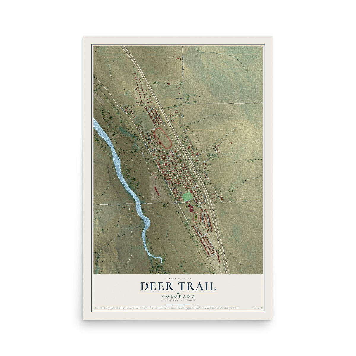 Map of Deer Trail, Colorado, 12 x 18 inch unframed archival matte print