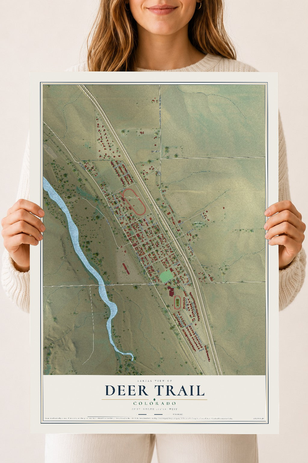 Map of Deer Trail, Colorado, 18 x 24 inch unframed archival matte print