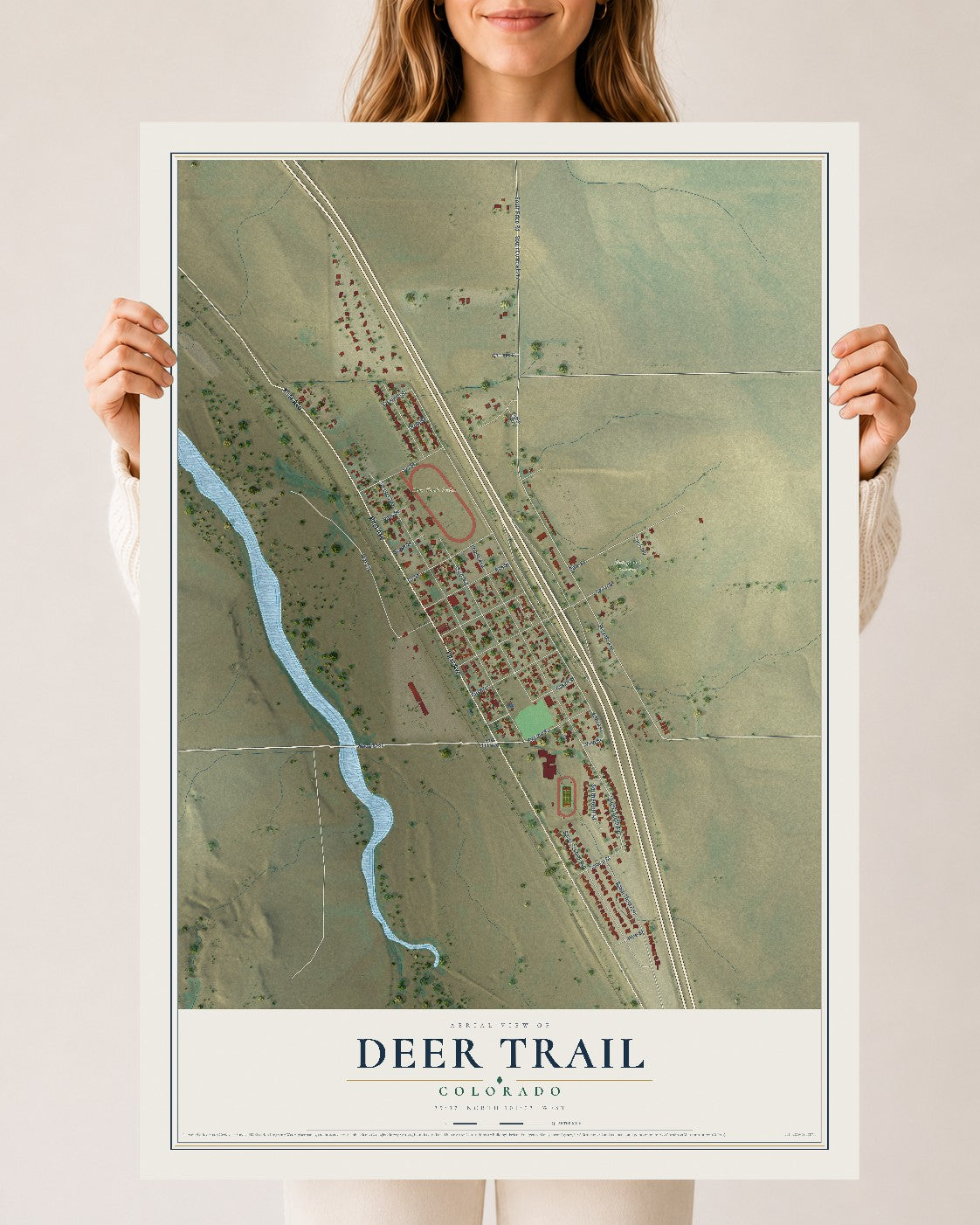 Map of Deer Trail, Colorado, 24 x 36 inch unframed archival matte print