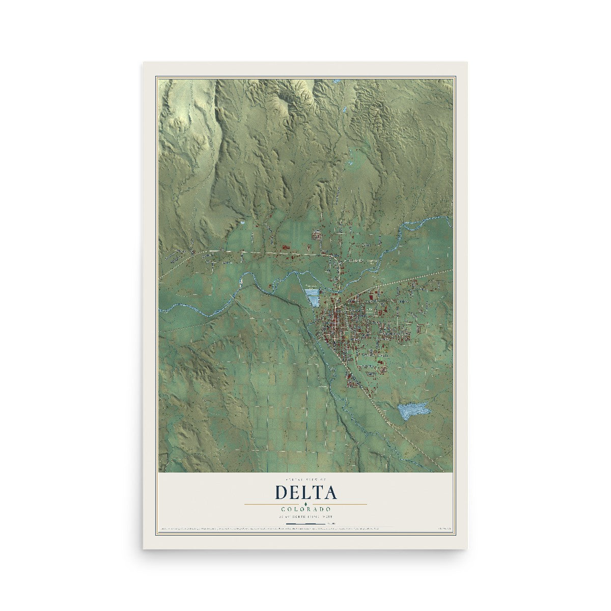 Map of Delta, Colorado, 12 x 18 inch unframed archival matte print