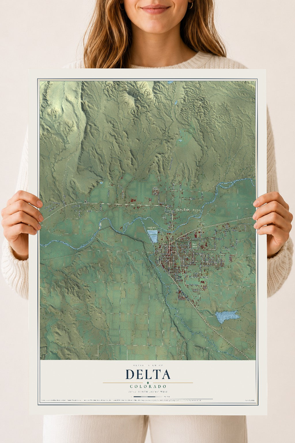 Map of Delta, Colorado, 18 x 24 inch unframed archival matte print