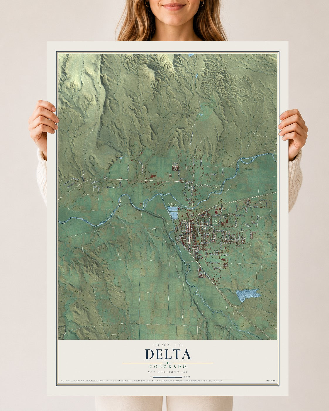 Map of Delta, Colorado, 24 x 36 inch unframed archival matte print
