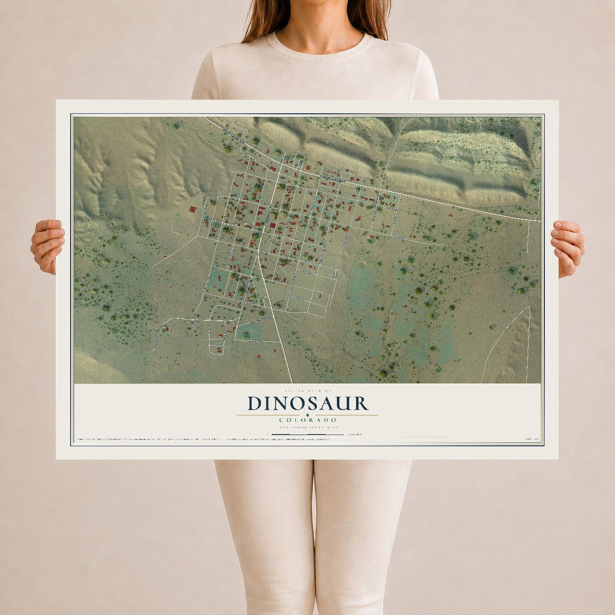 Map of Dinosaur, Colorado, 24 x 36 inch unframed archival matte print