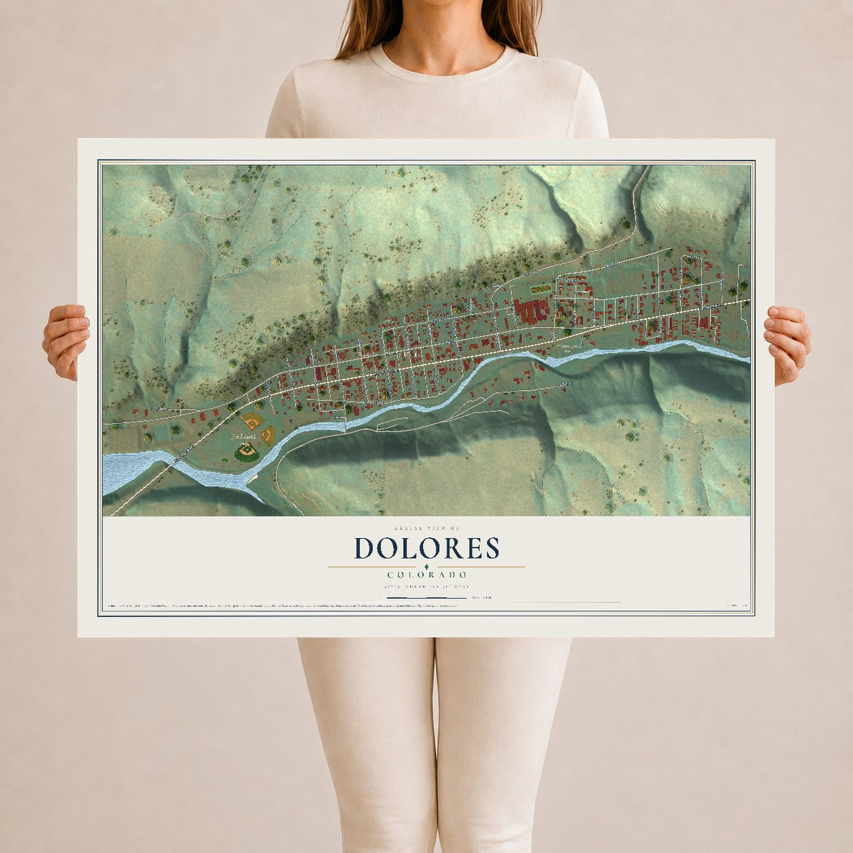 Map of Dolores, Colorado, 24 x 36 inch unframed archival matte print