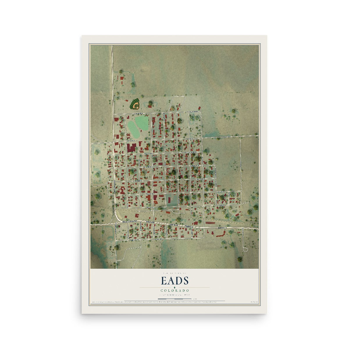 Map of Eads, Colorado, 12 x 18 inch unframed archival matte print