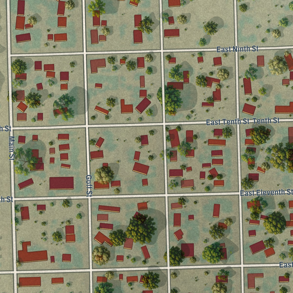 Close-up of the map of Eads, Colorado print showing street and building detail