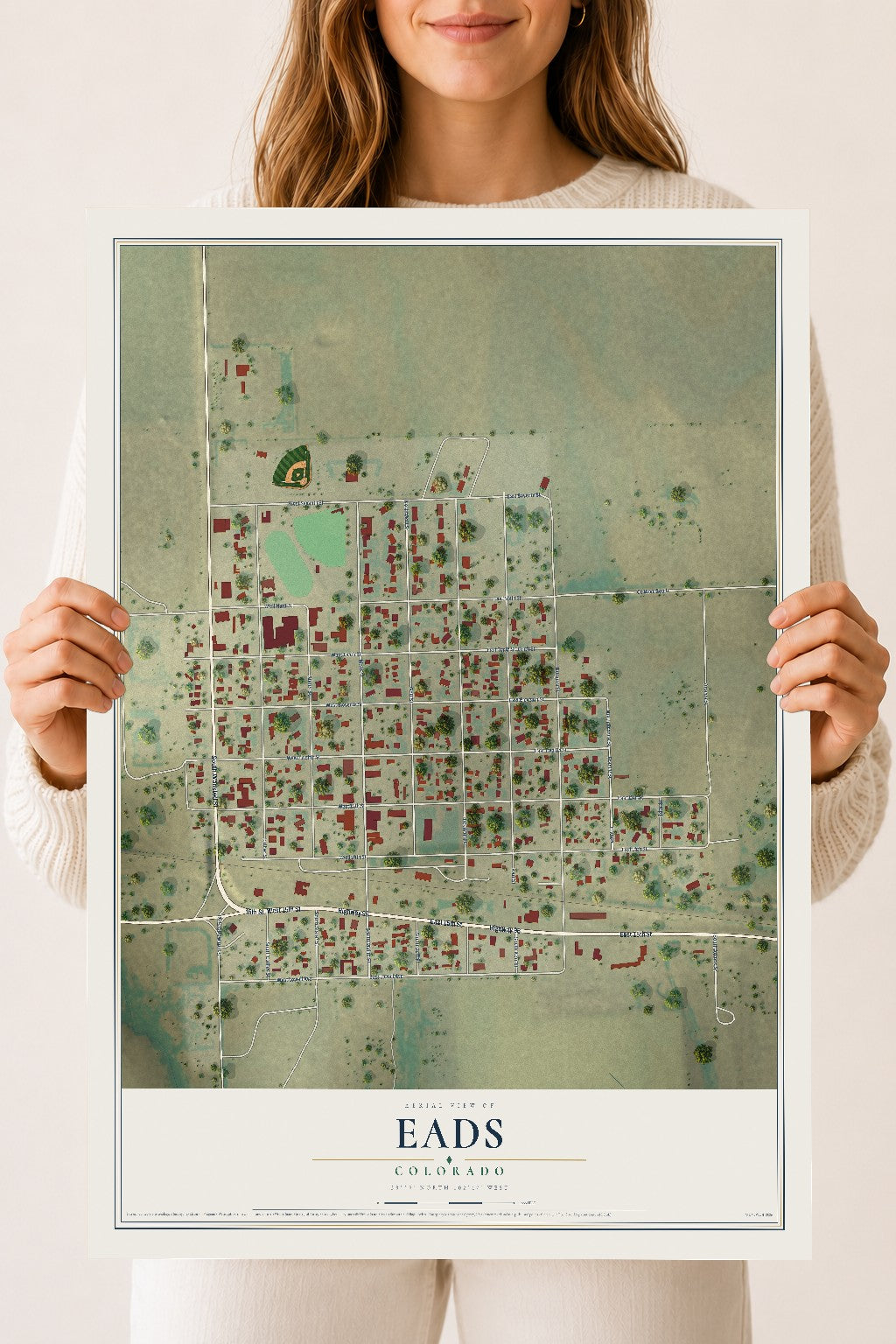 Map of Eads, Colorado, 18 x 24 inch unframed archival matte print