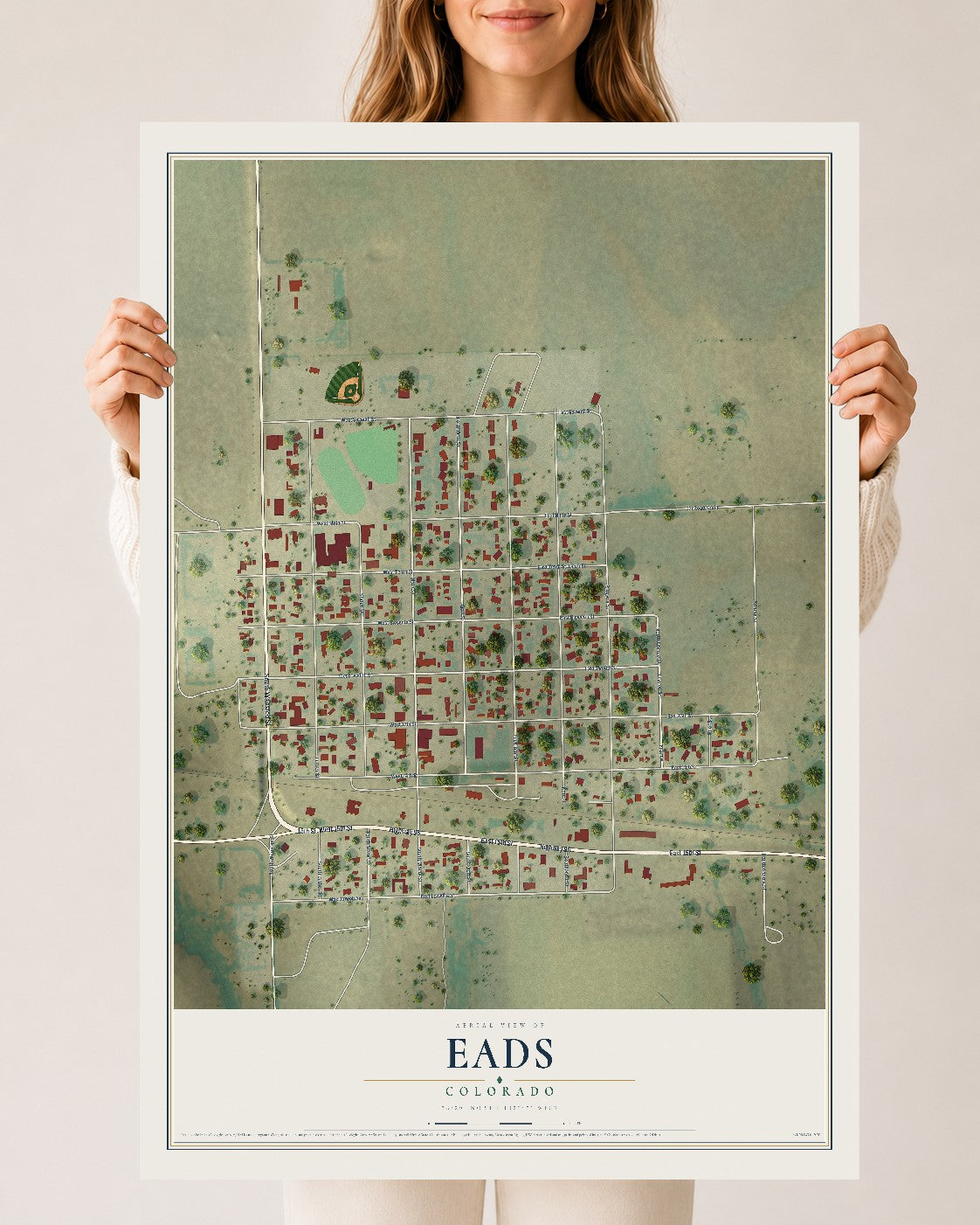 Map of Eads, Colorado, 24 x 36 inch unframed archival matte print