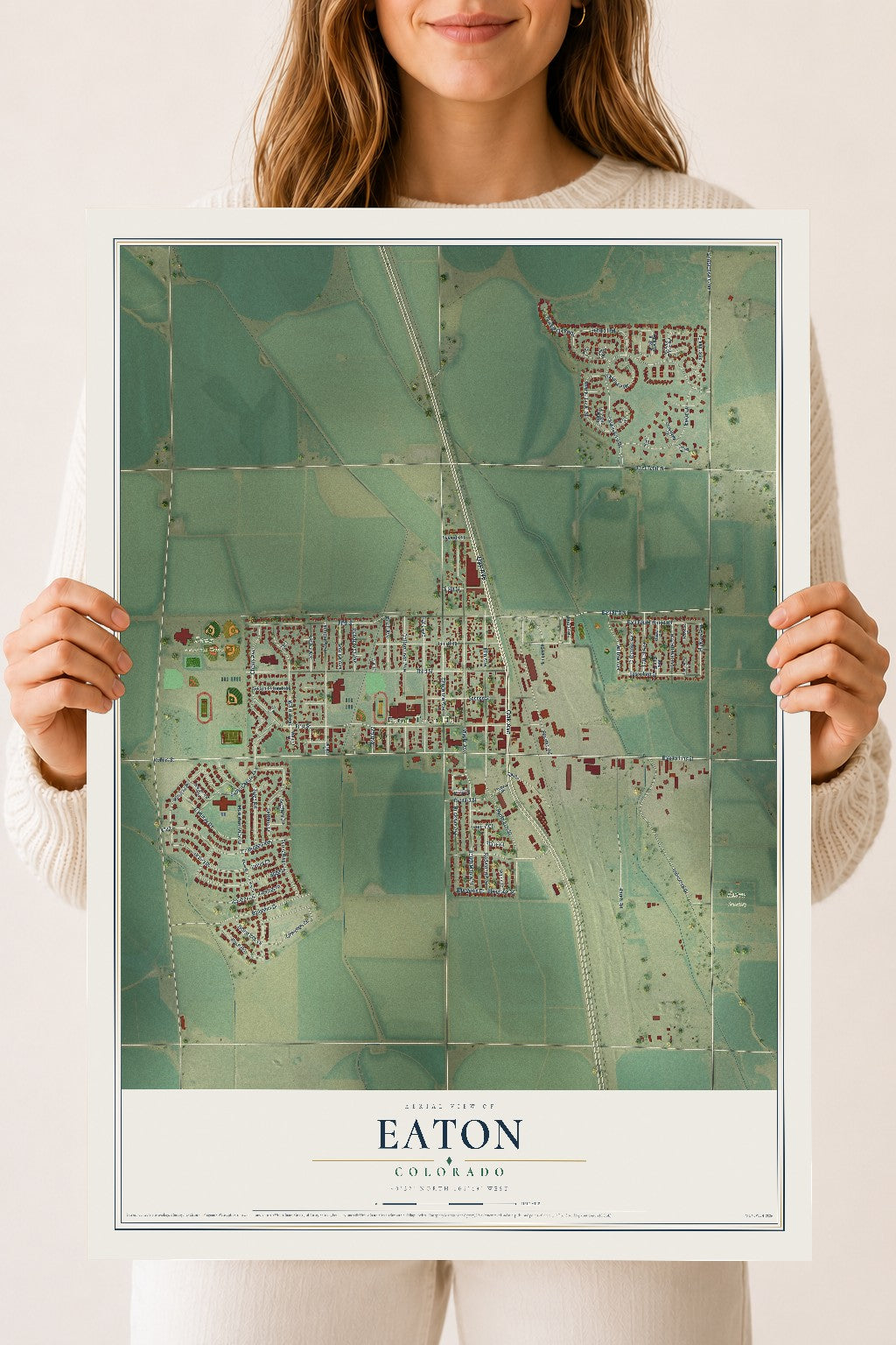 Map of Eaton, Colorado, 18 x 24 inch unframed archival matte print