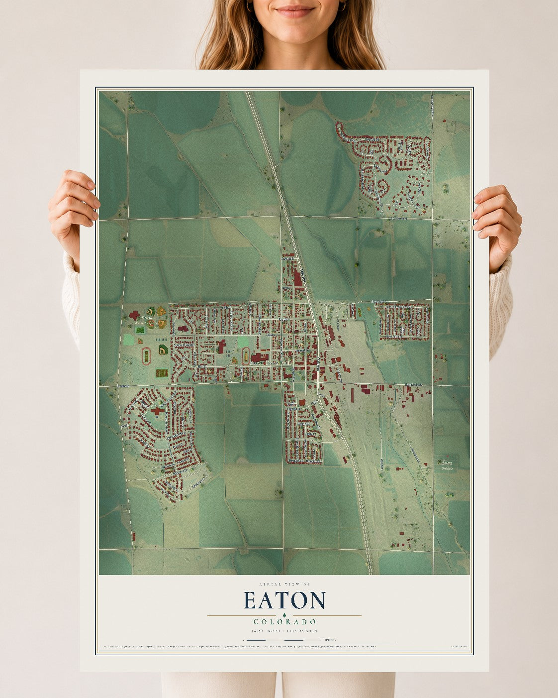Map of Eaton, Colorado, 24 x 36 inch unframed archival matte print