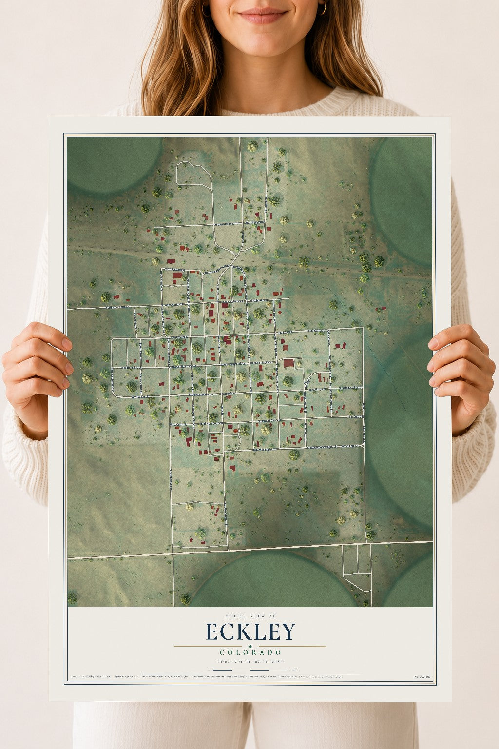 Map of Eckley, Colorado, 18 x 24 inch unframed archival matte print