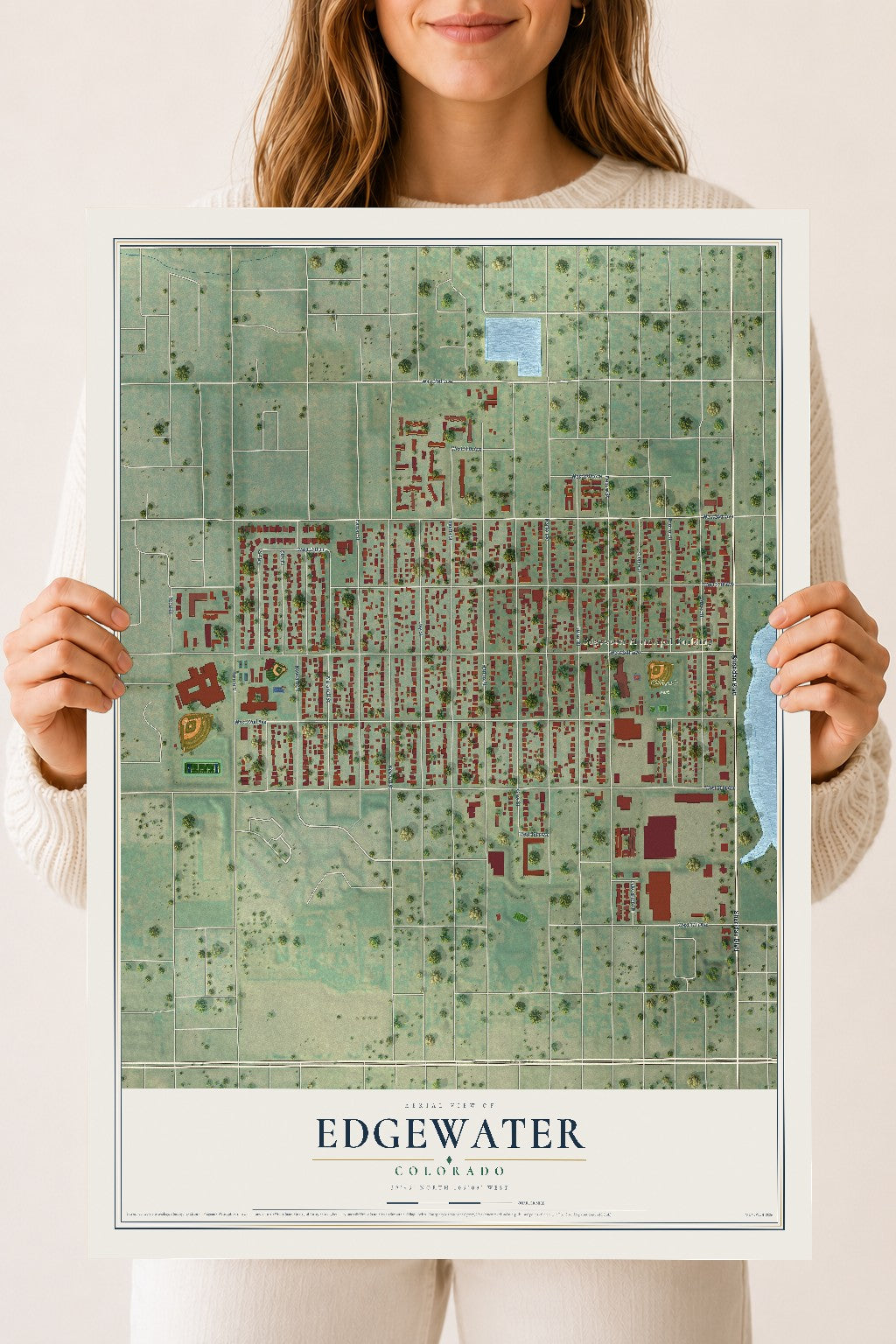 Map of Edgewater, Colorado, 18 x 24 inch unframed archival matte print