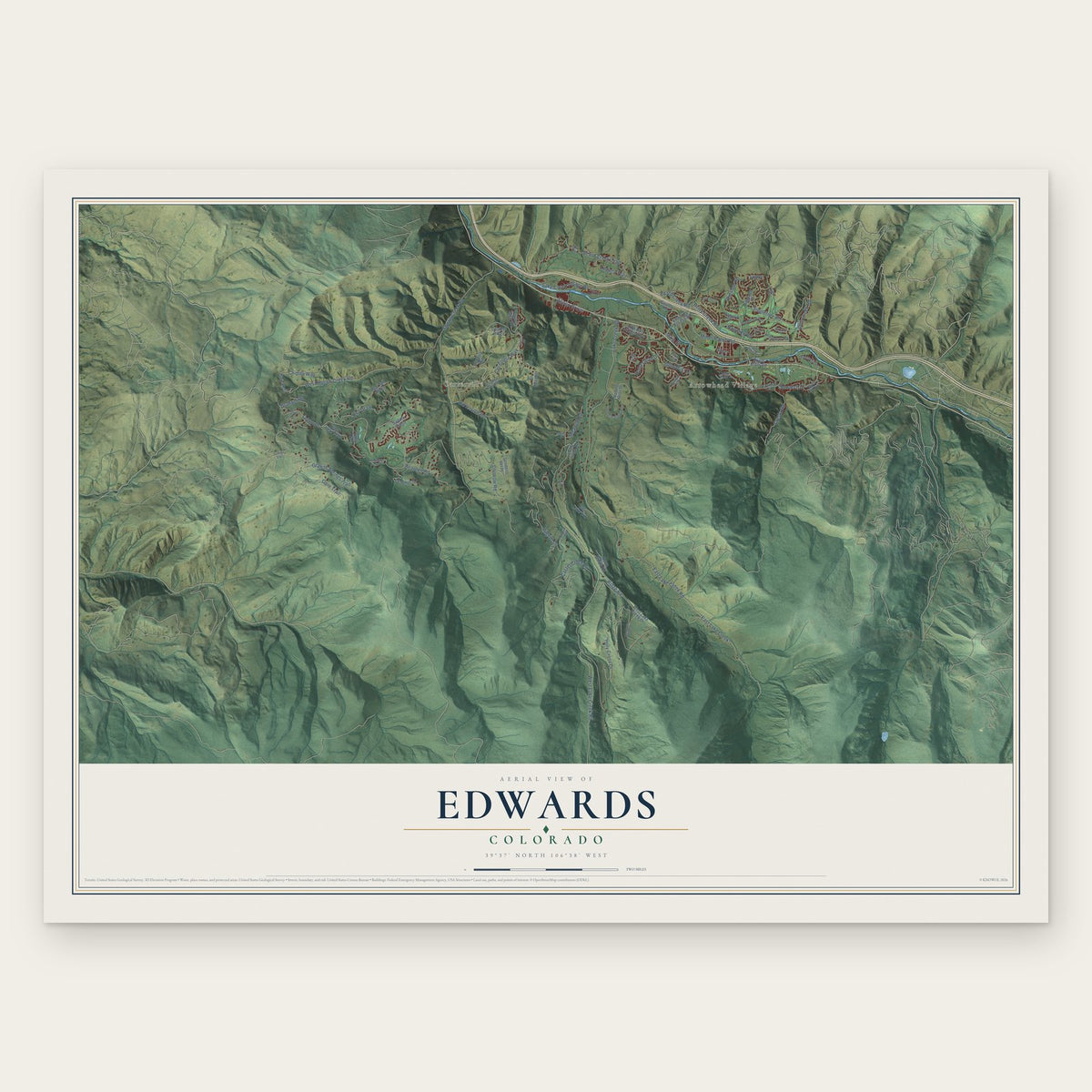 Edwards, Colorado map print, the full design