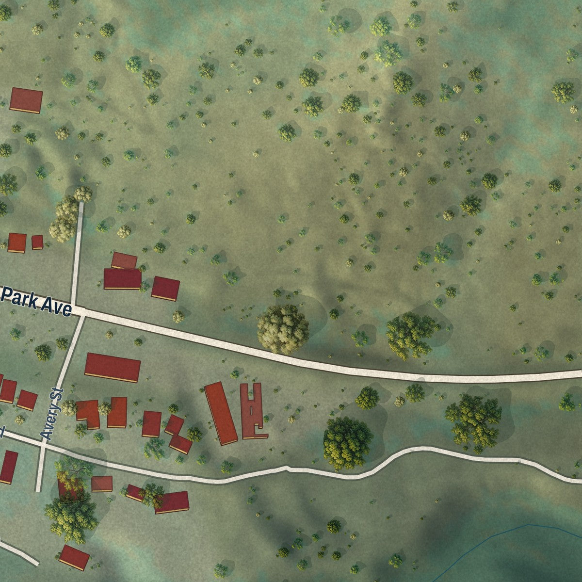 Second close-up of the map of Empire, Colorado print showing more streets and buildings