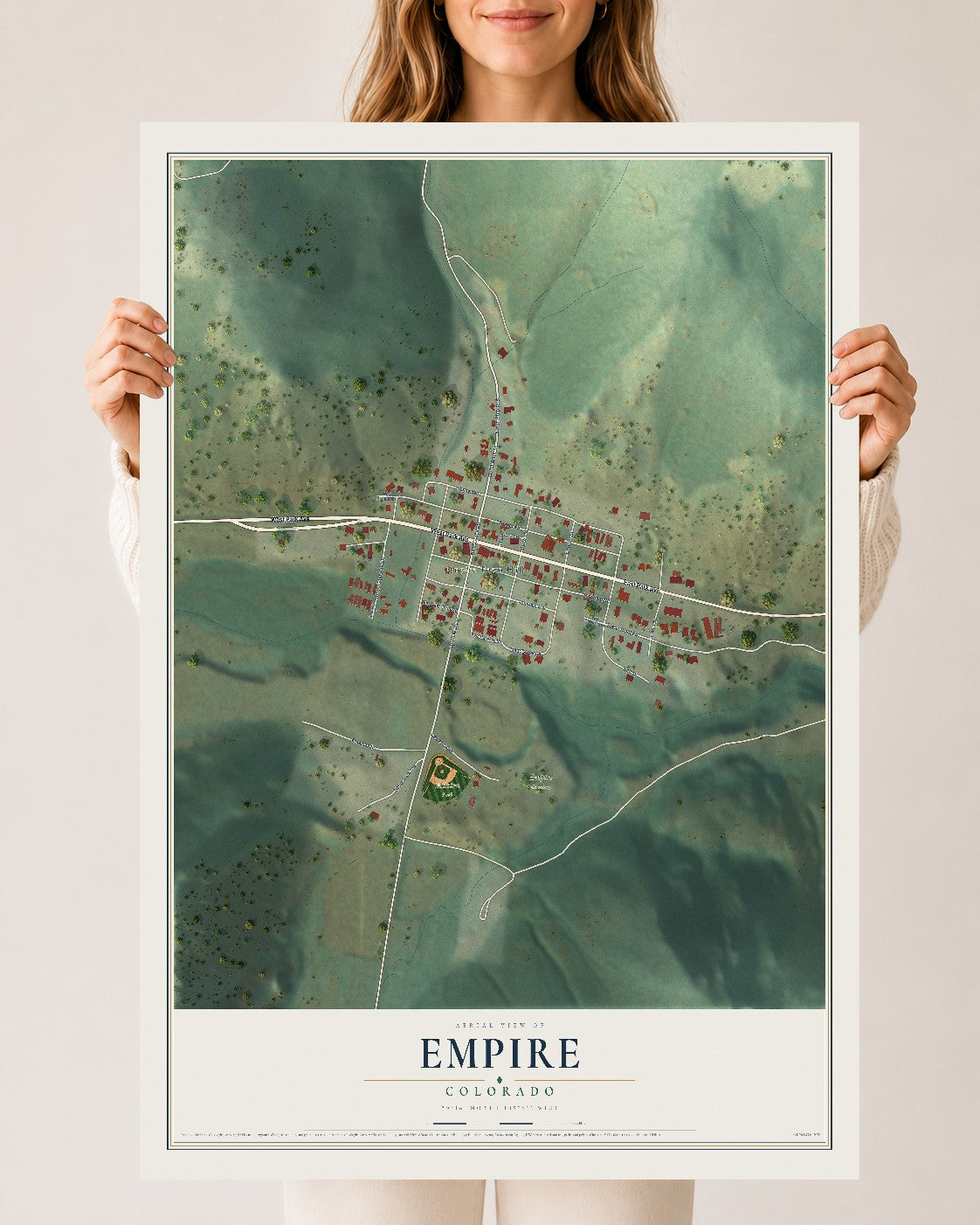 Map of Empire, Colorado, 24 x 36 inch unframed archival matte print