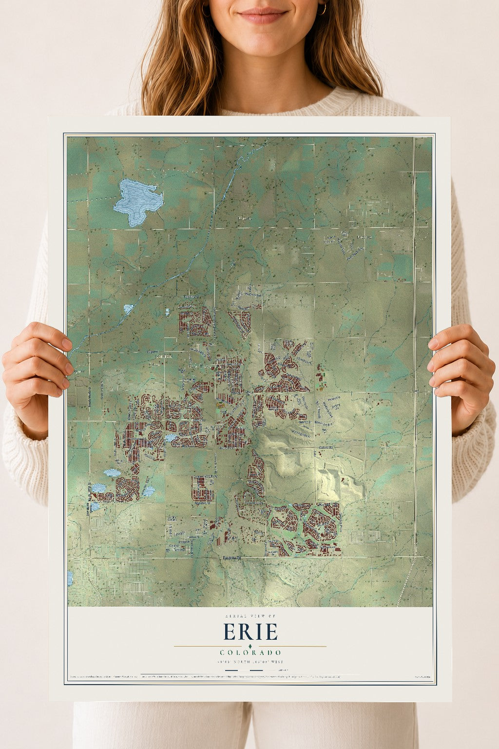 Map of Erie, Colorado, 18 x 24 inch unframed archival matte print