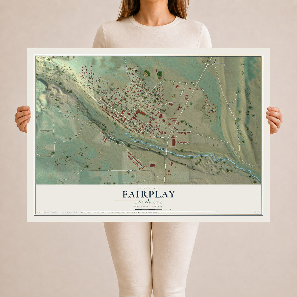 Map of Fairplay, Colorado, 24 x 36 inch unframed archival matte print