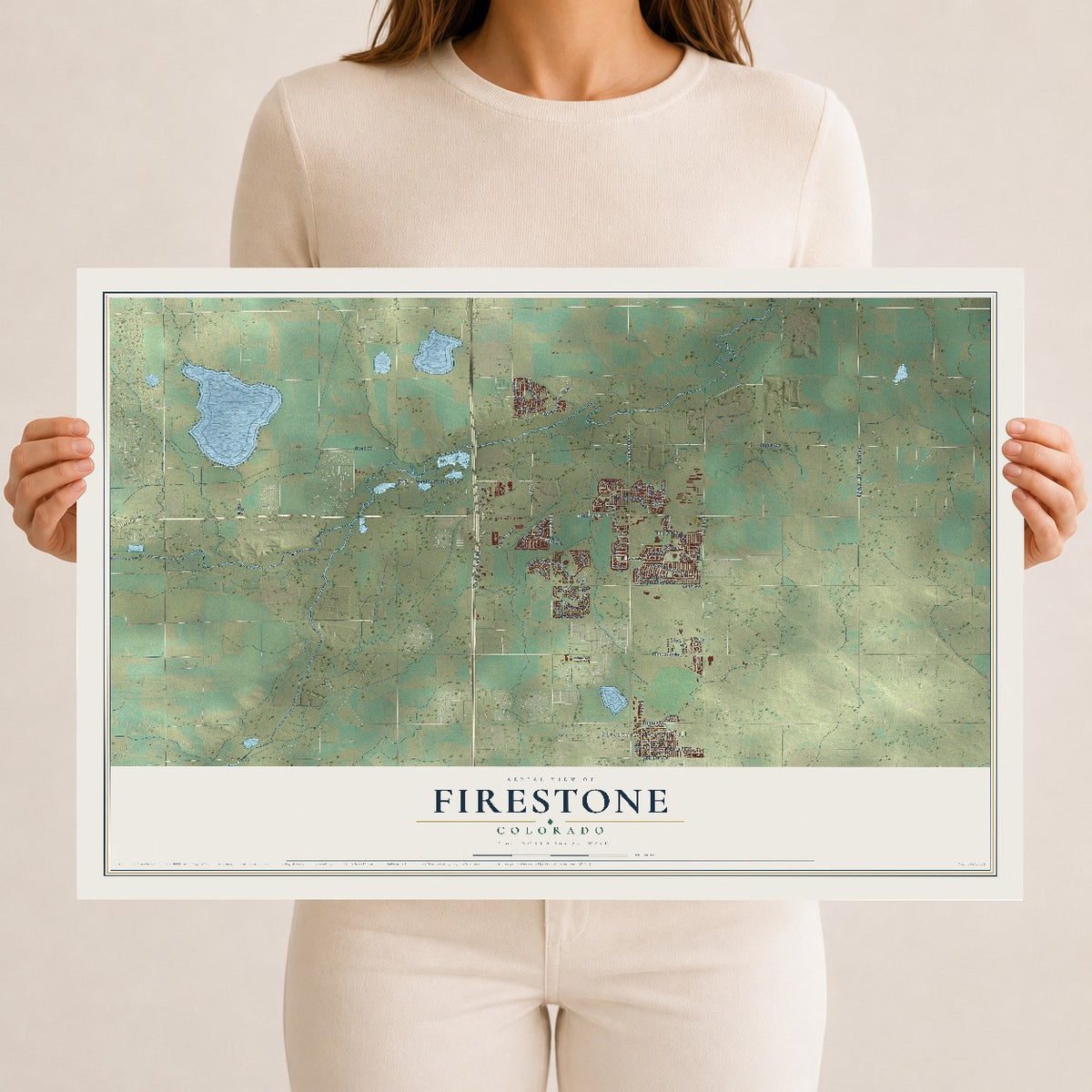 Map of Firestone, Colorado, 12 x 18 inch unframed archival matte print