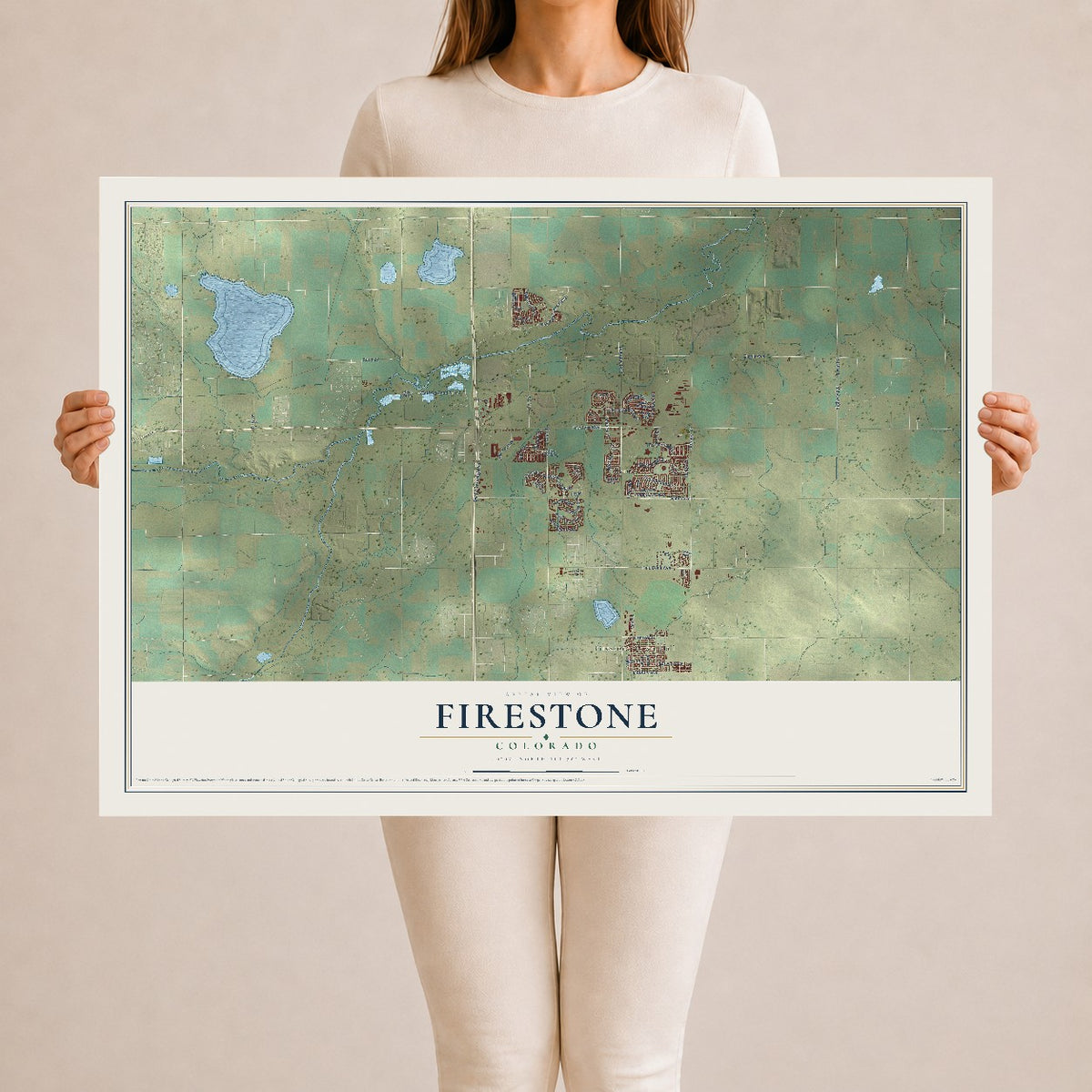 Map of Firestone, Colorado, 24 x 36 inch unframed archival matte print