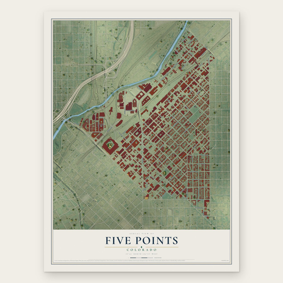 Five Points, Colorado map print, the full design