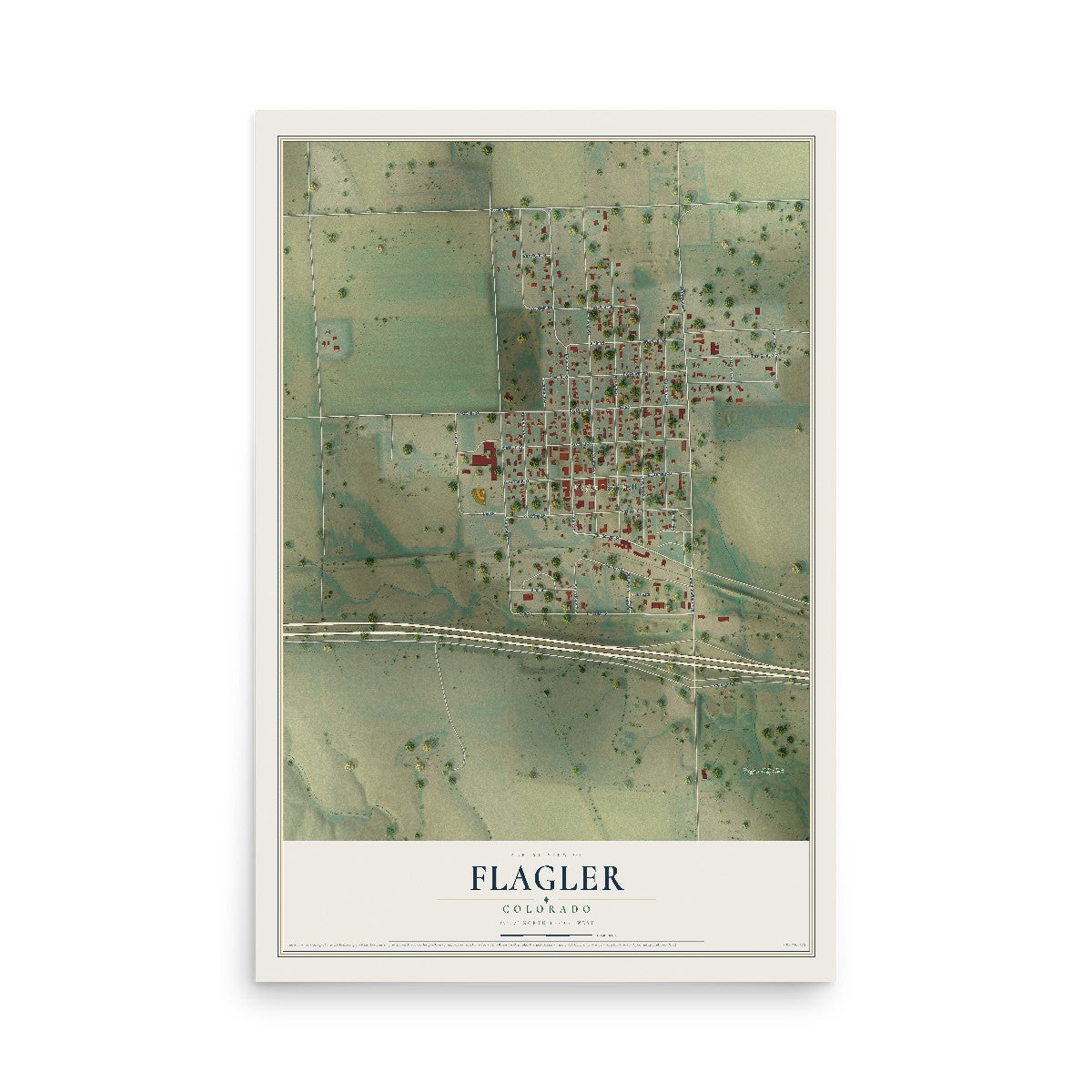 Map of Flagler, Colorado, 12 x 18 inch unframed archival matte print