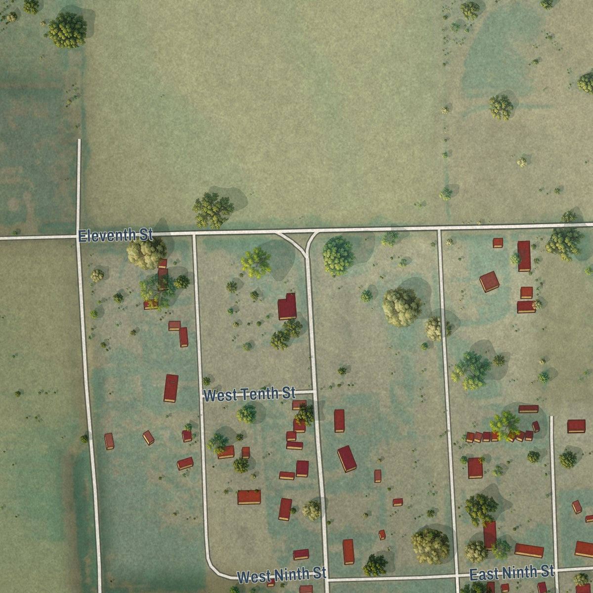 Second close-up of the map of Flagler, Colorado print showing more streets and buildings