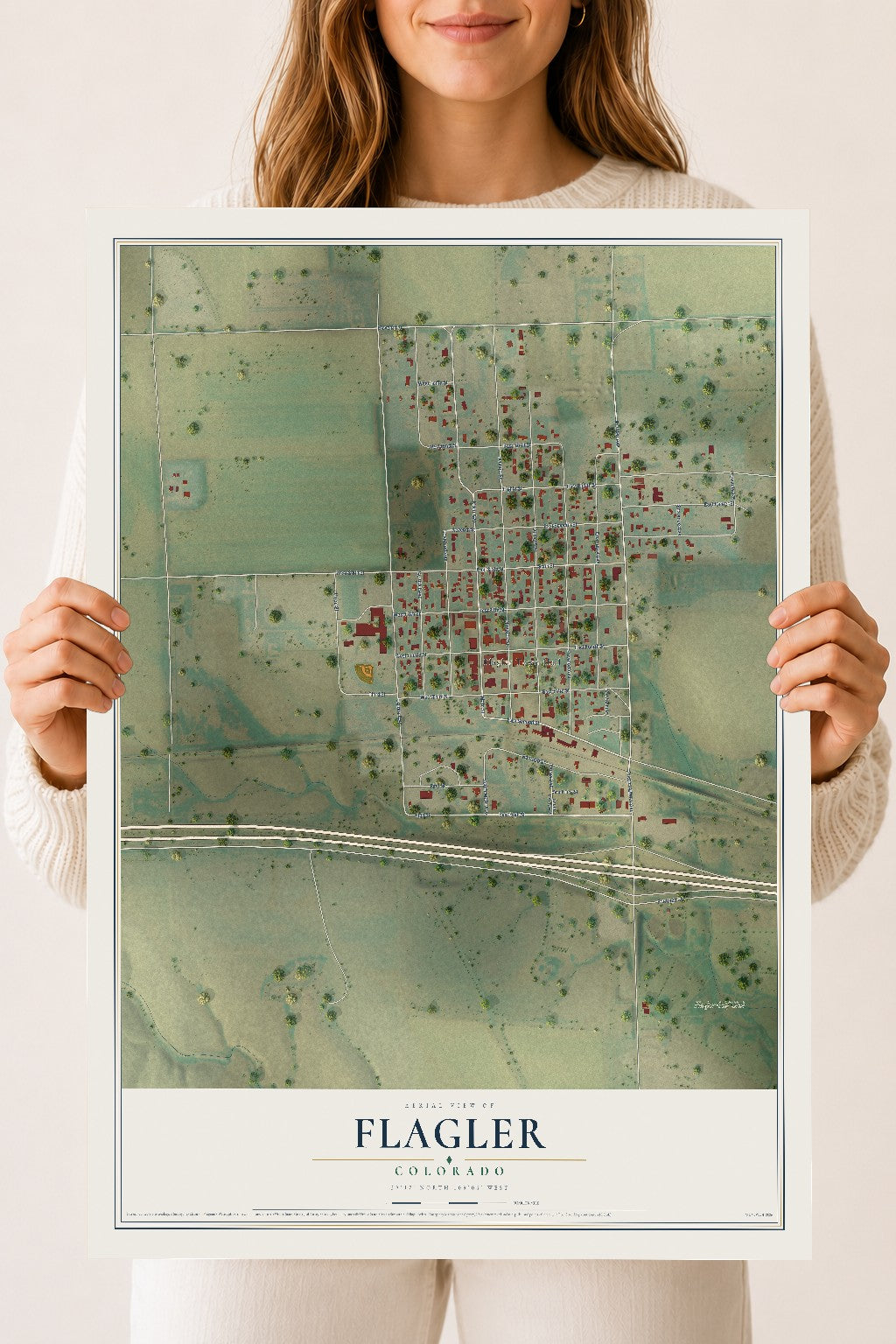 Map of Flagler, Colorado, 18 x 24 inch unframed archival matte print