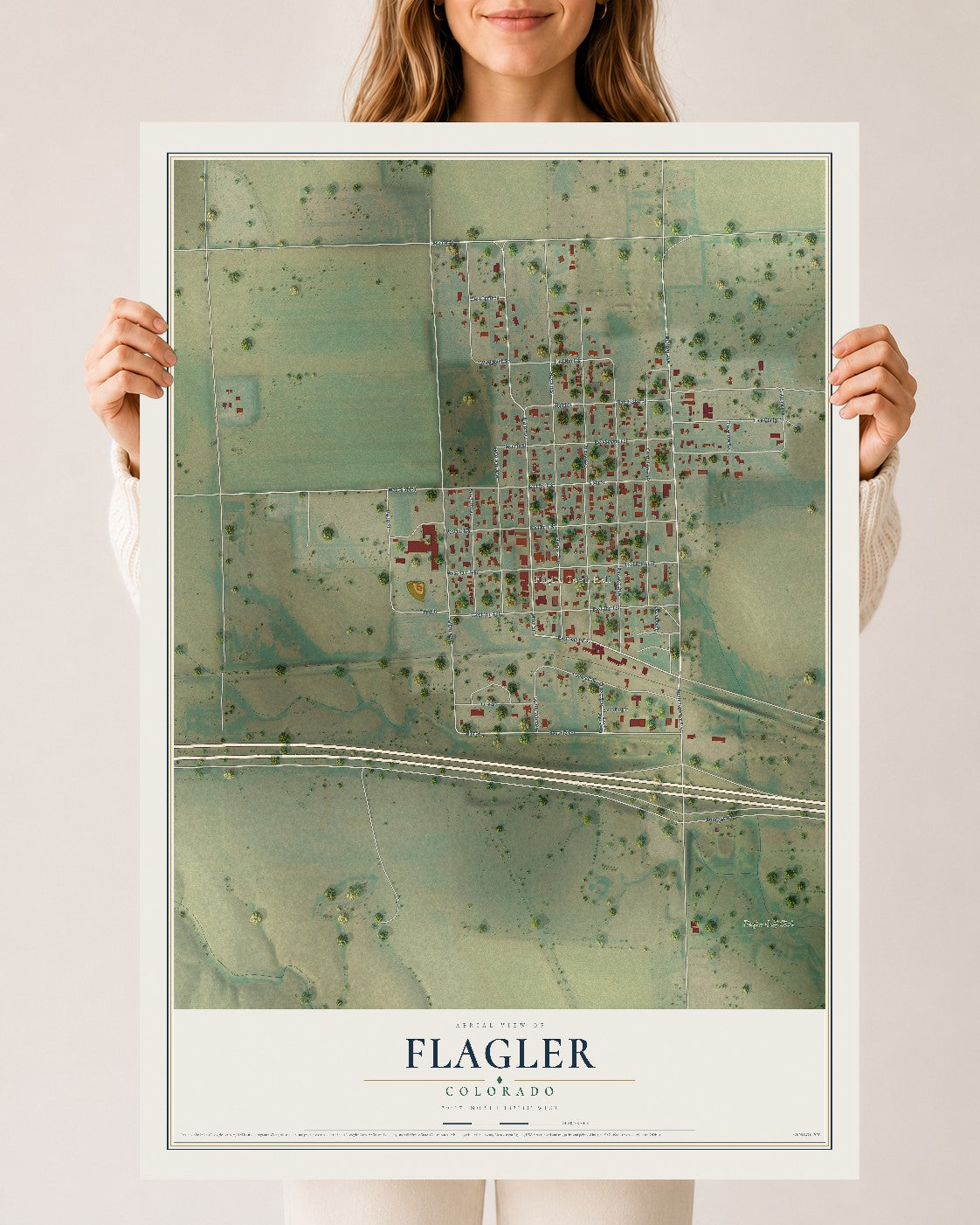 Map of Flagler, Colorado, 24 x 36 inch unframed archival matte print