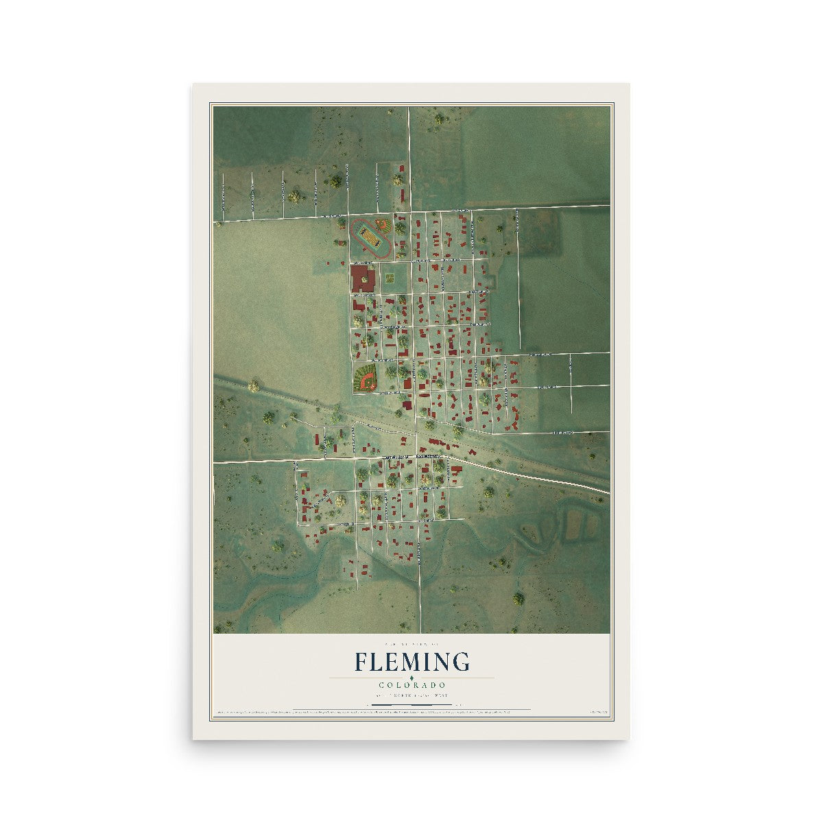 Map of Fleming, Colorado, 12 x 18 inch unframed archival matte print