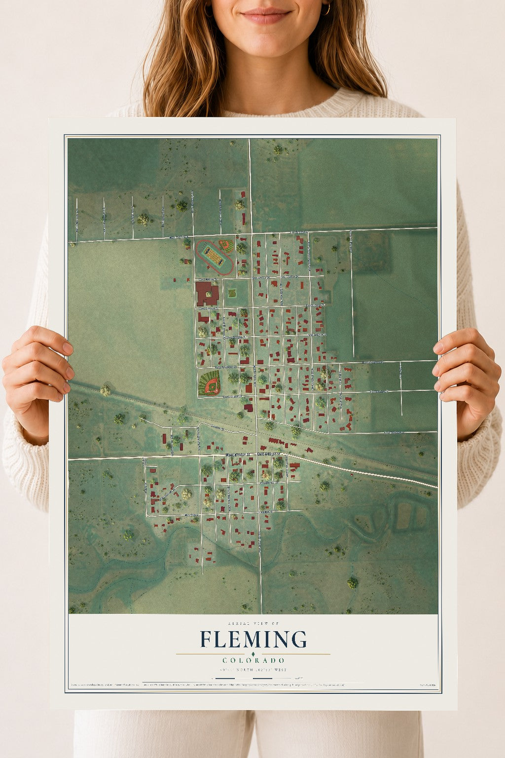 Map of Fleming, Colorado, 18 x 24 inch unframed archival matte print