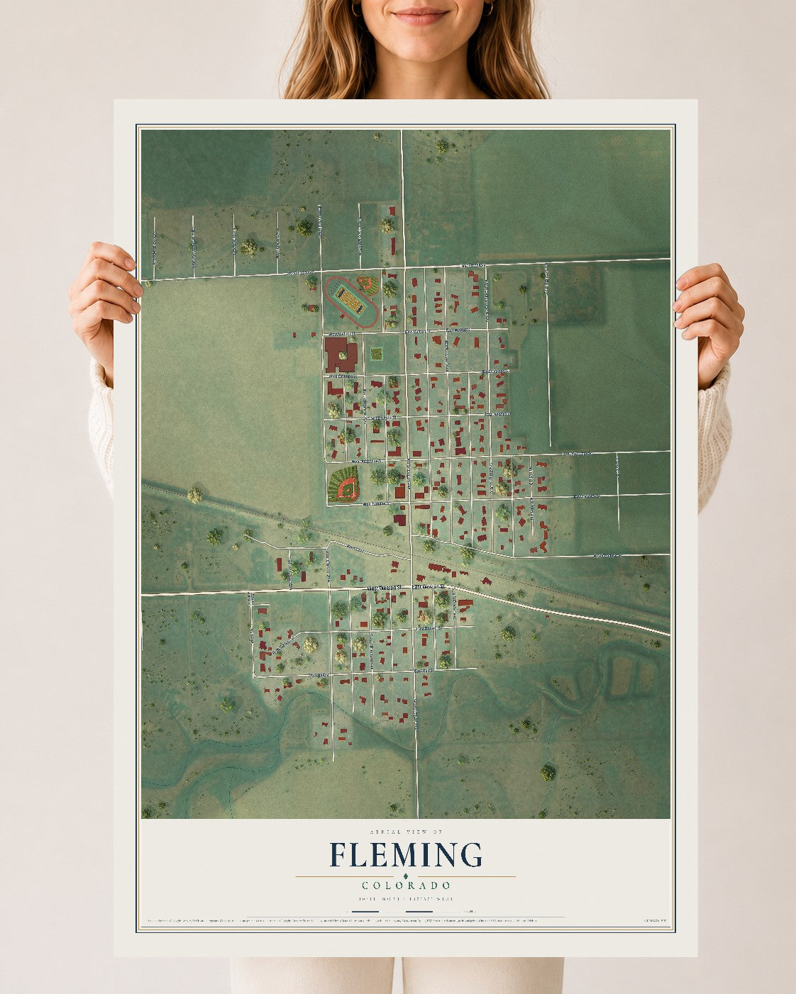 Map of Fleming, Colorado, 24 x 36 inch unframed archival matte print