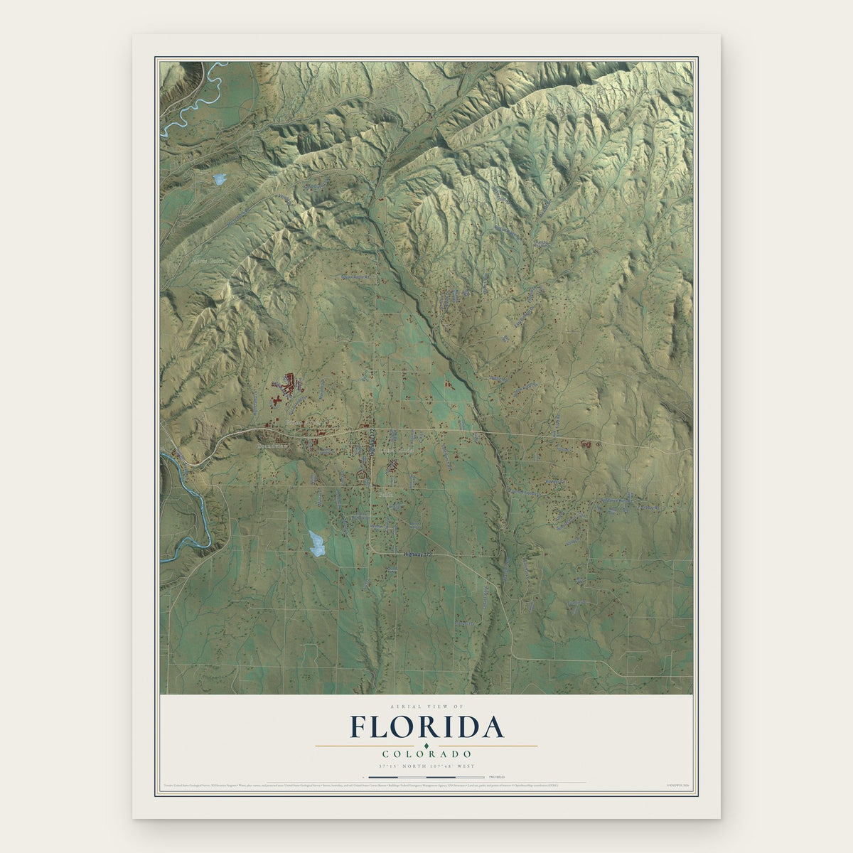 Florida, Colorado map print, the full design