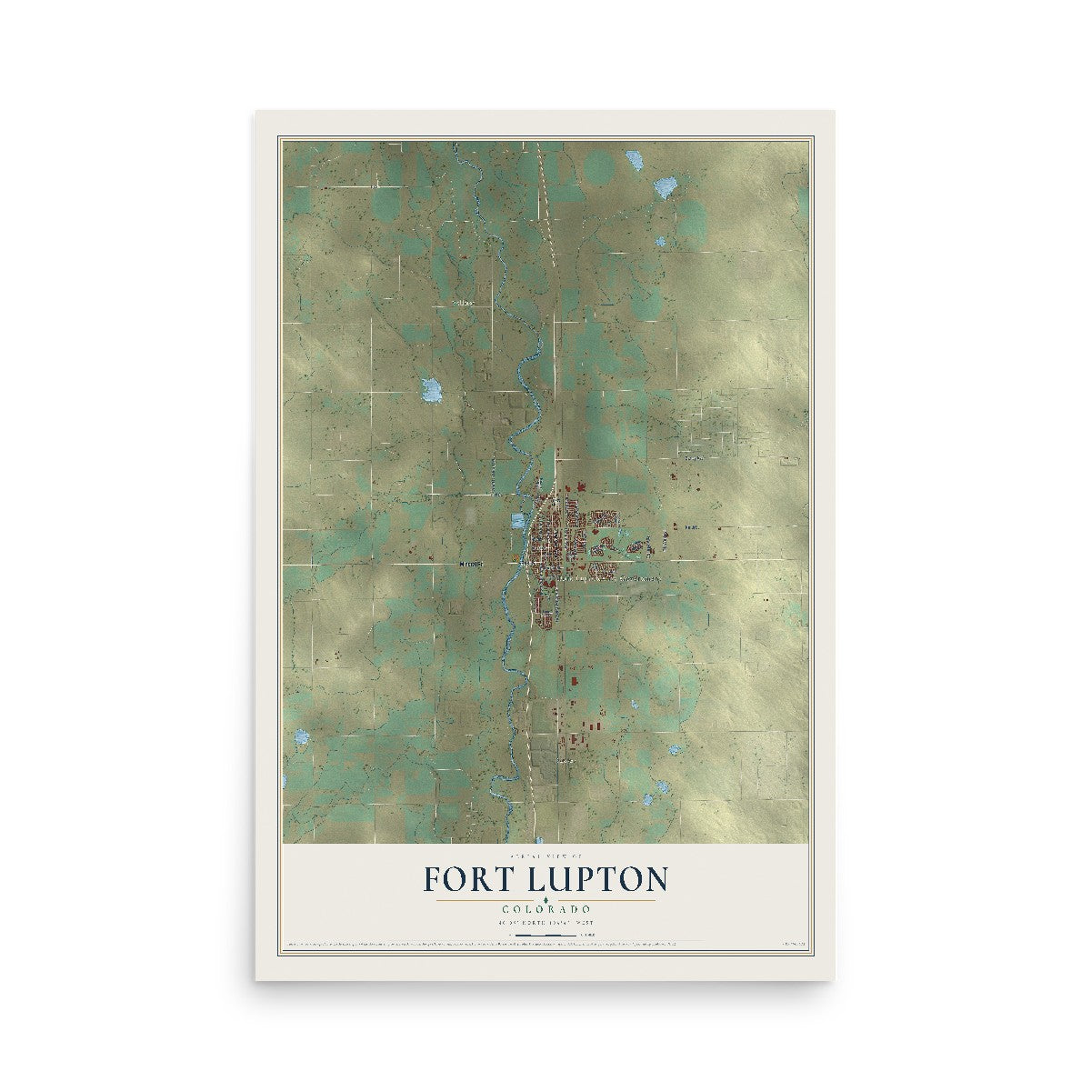 Map of Fort Lupton, Colorado, 12 x 18 inch unframed archival matte print