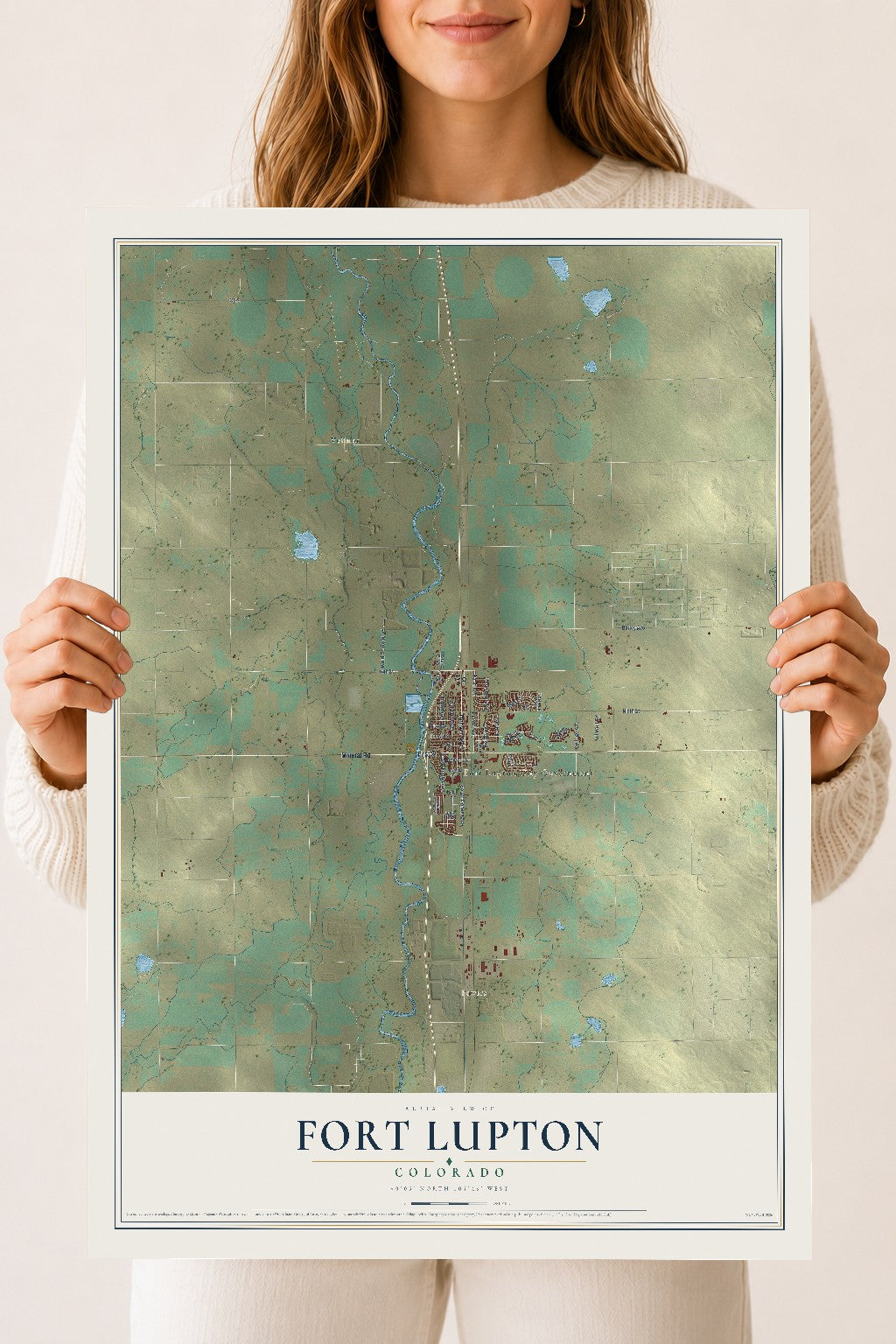 Map of Fort Lupton, Colorado, 18 x 24 inch unframed archival matte print