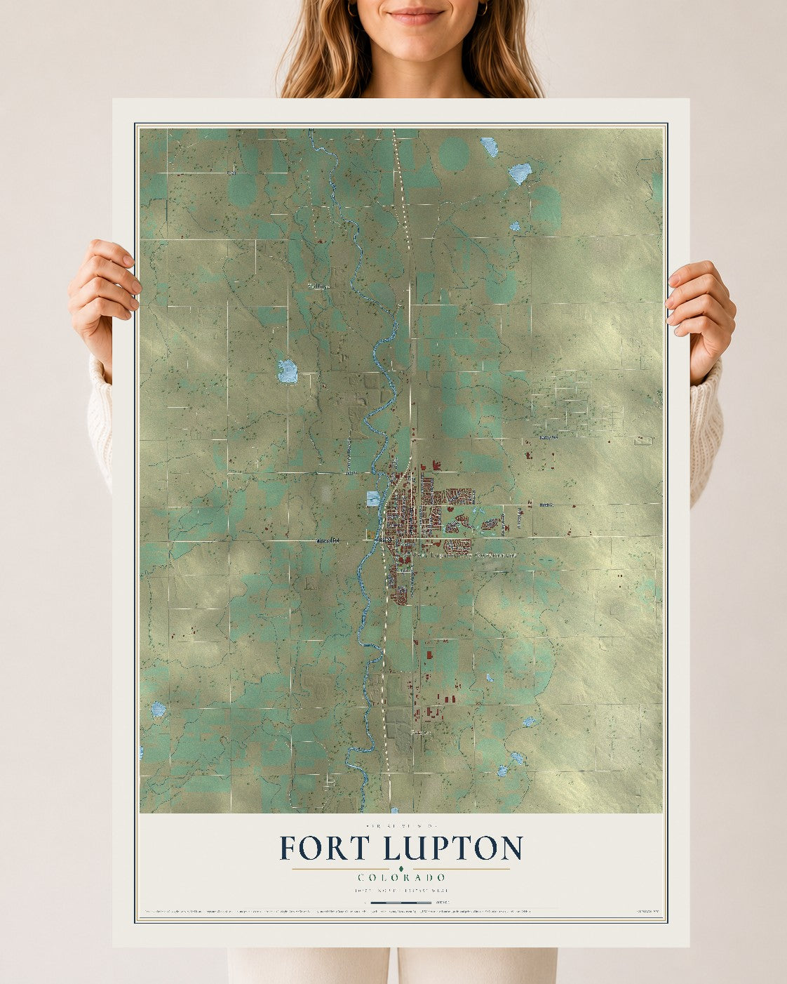 Map of Fort Lupton, Colorado, 24 x 36 inch unframed archival matte print