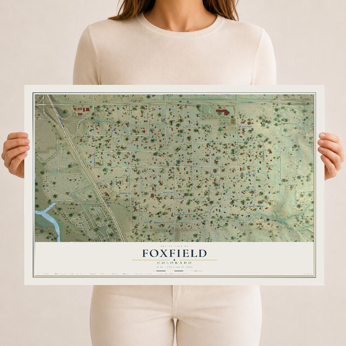 Map of Foxfield, Colorado, 12 x 18 inch unframed archival matte print