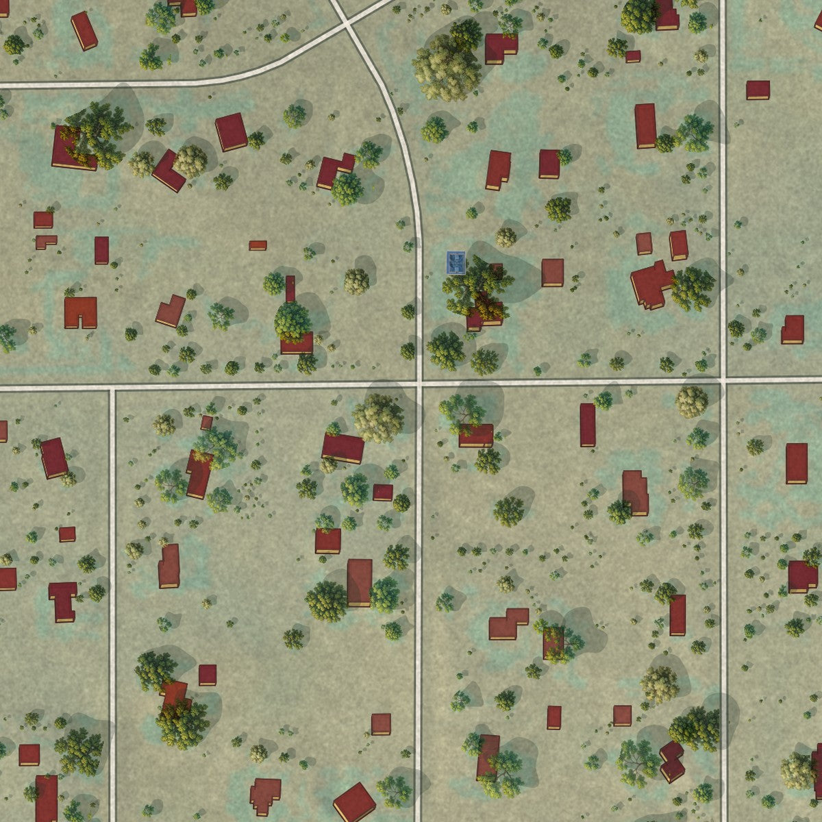 Close-up of the map of Foxfield, Colorado print showing street and building detail