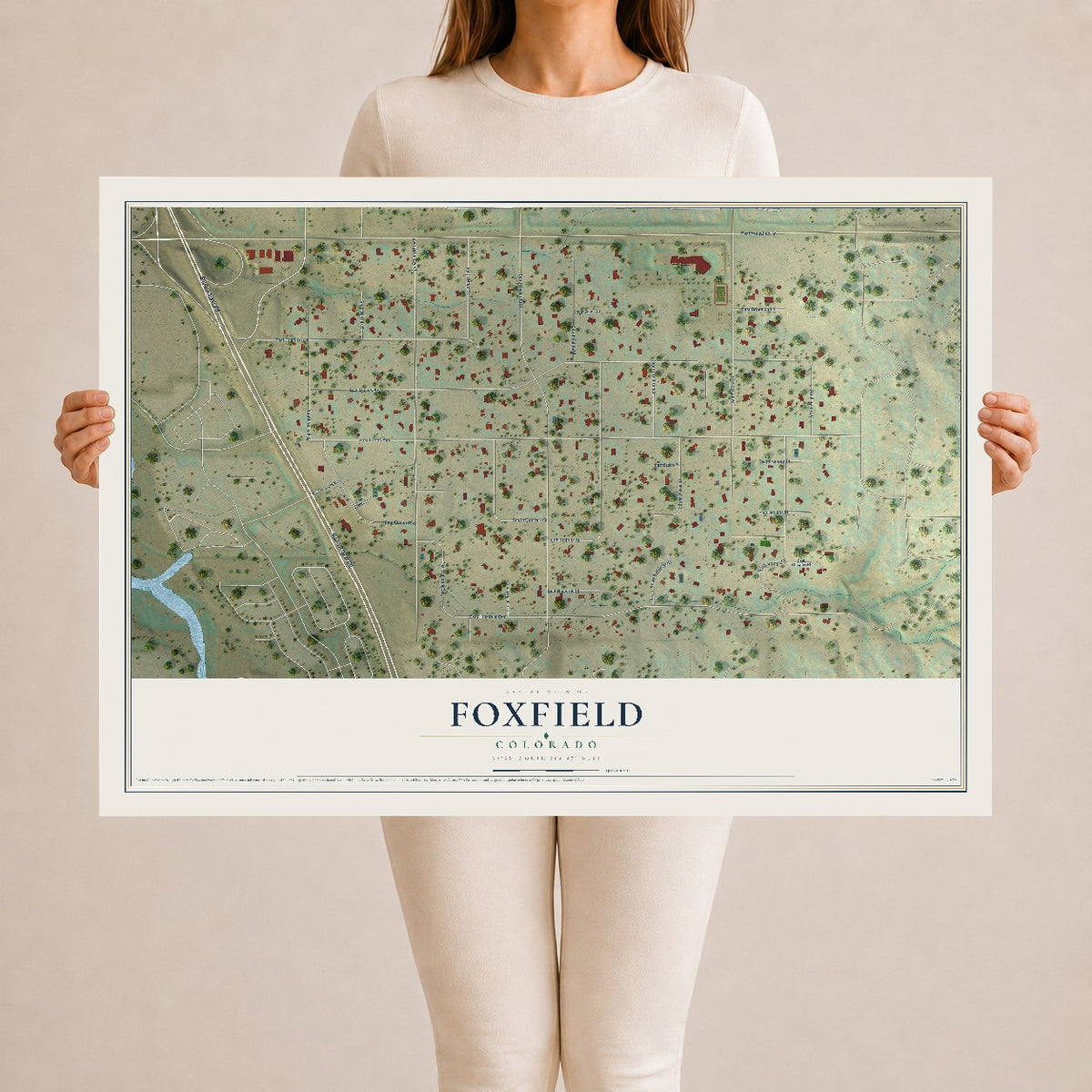 Map of Foxfield, Colorado, 24 x 36 inch unframed archival matte print