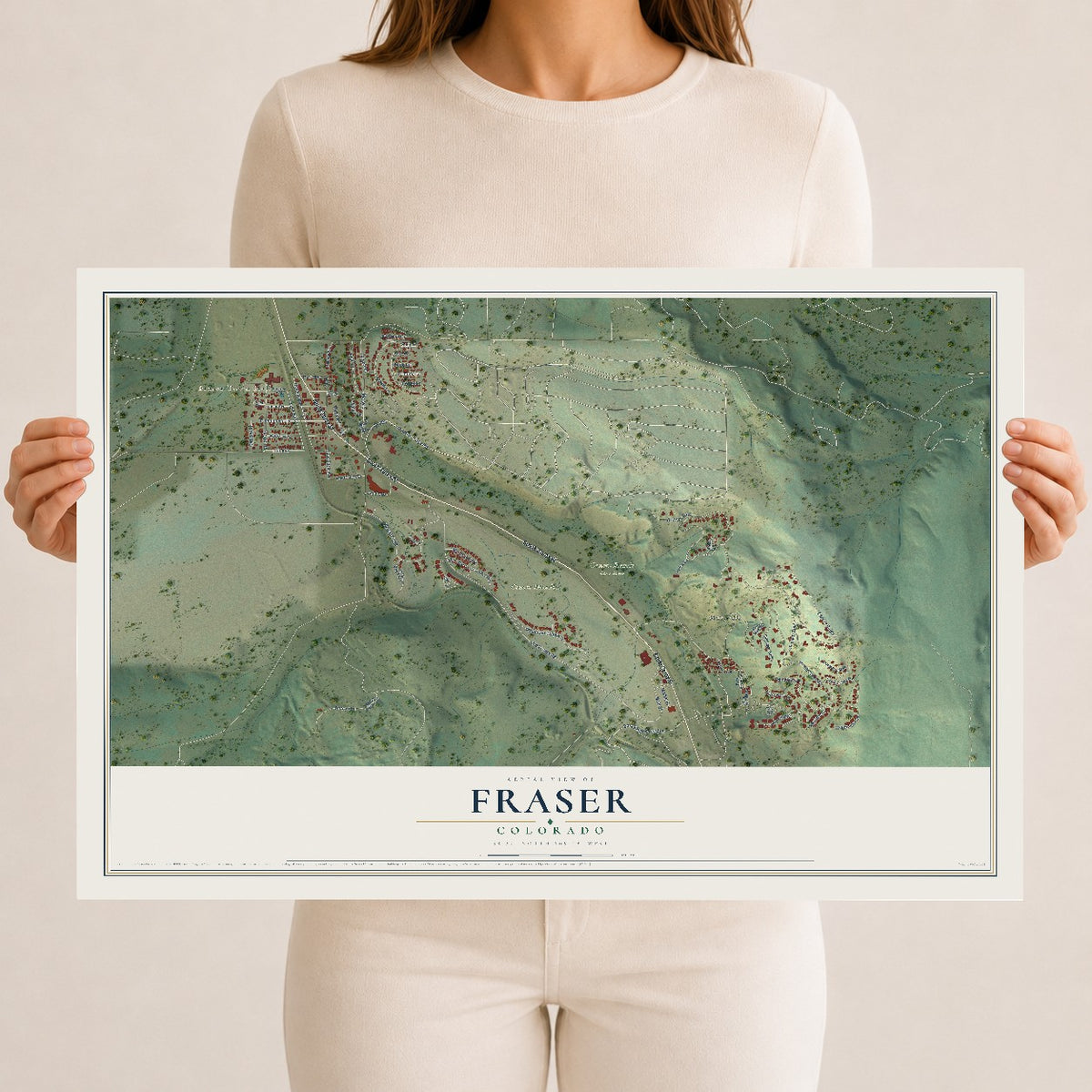 Map of Fraser, Colorado, 12 x 18 inch unframed archival matte print