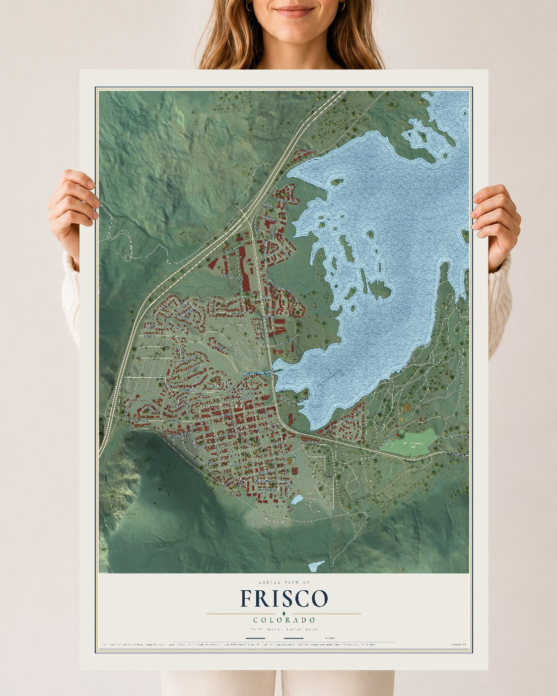 Map of Frisco, Colorado, 24 x 36 inch unframed archival matte print