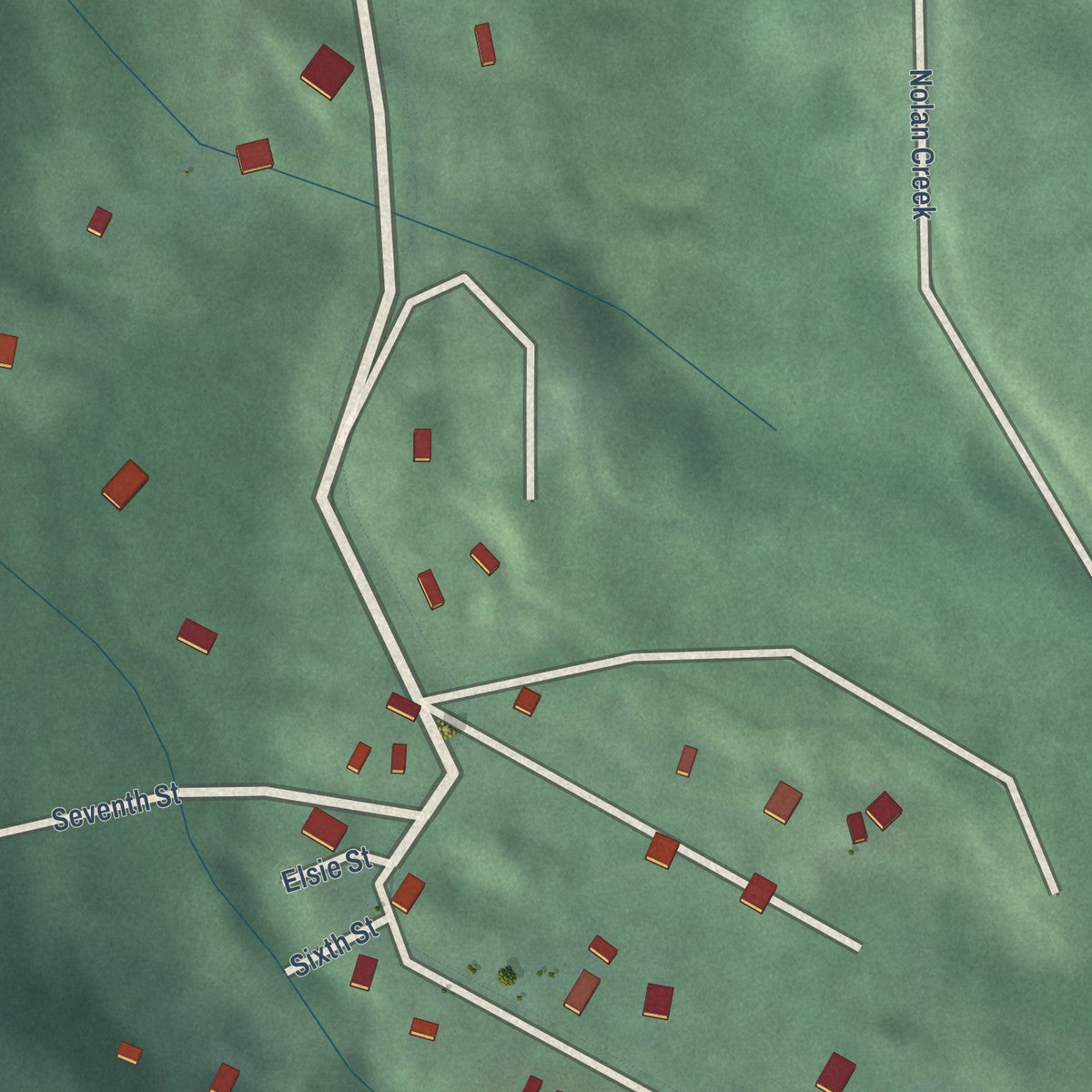 Close-up of the map of Fulford, Colorado print showing street and building detail