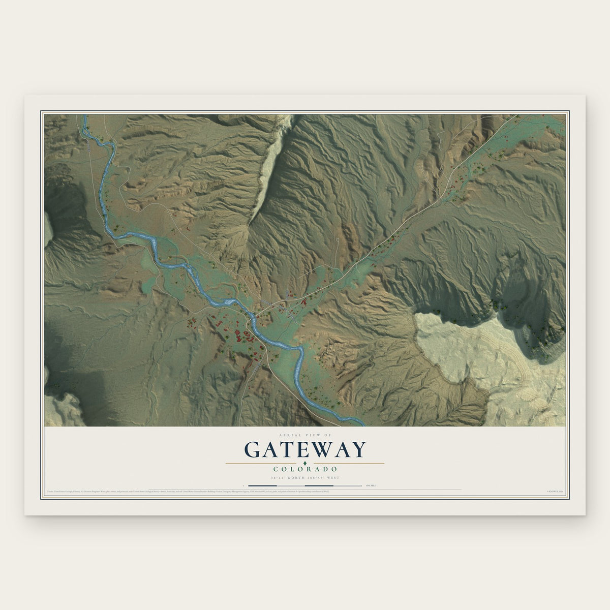 Gateway, Colorado map print, the full design