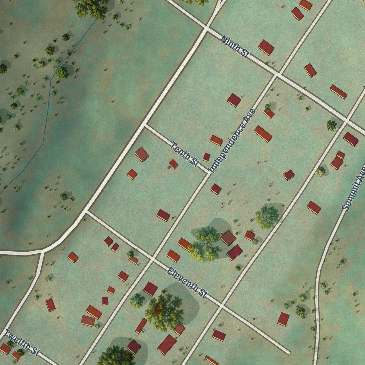 Close-up of the map of Goldfield, Colorado print showing street and building detail